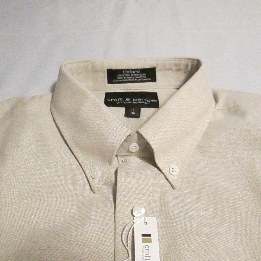 🎈 #SOLD# CROFT & BARROW MEN’S TAN/BEIGE DRESS SHIRT – 17/36 NEW 🎈 - Picture 7 of 15